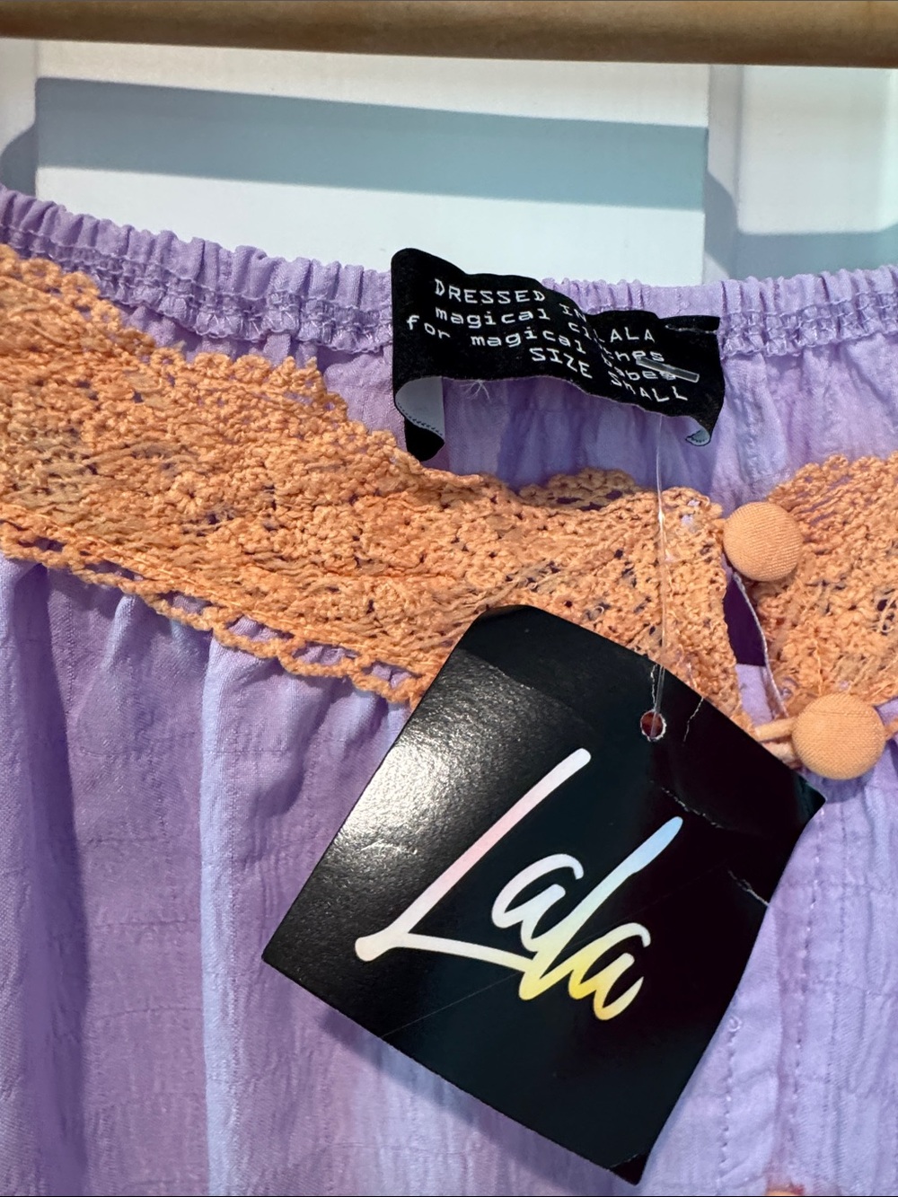 Dressed in LALA Lavender Dress with Peach Trim NWT size Small - Picture 11 of 11